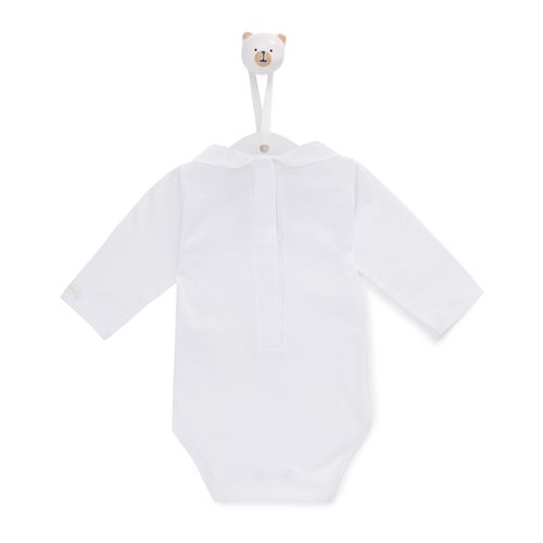 Body de Bebê Manga Longa Quadriculado - BRANCO