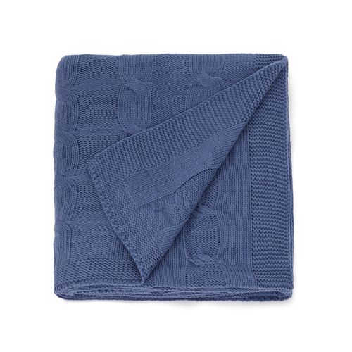 Manta Tricot Ponto Trança - AZUL