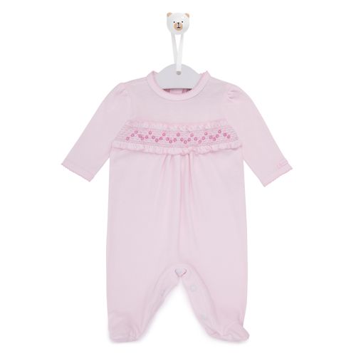 Macacão de Bebê Ponto Smock com pérolas - ROSA BB