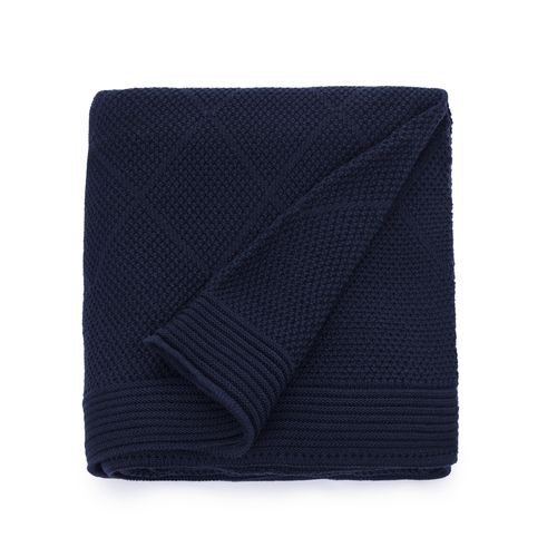 Manta Casal Tricot Losango - AZUL MARINHO