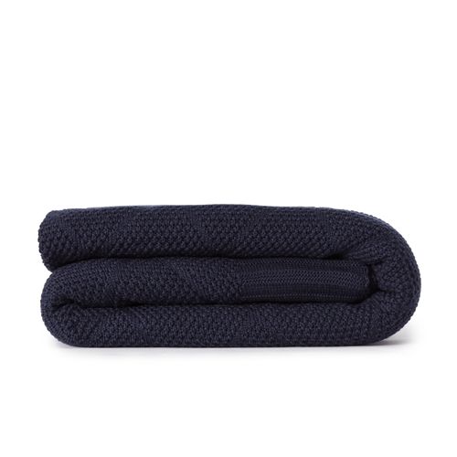 Manta Casal Tricot Losango - AZUL MARINHO