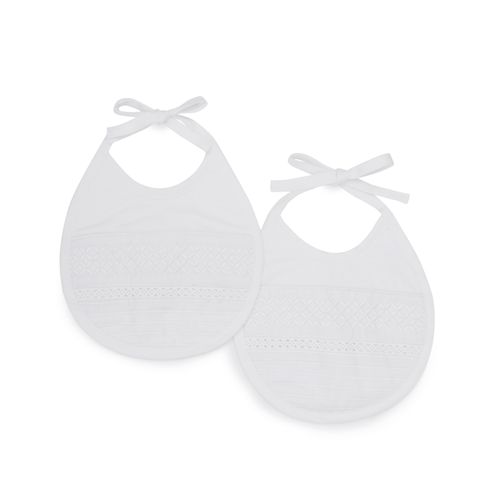 Conjunto de Babador Unissex Bordado Entremeio - 2 Unidades - BCO/BCO