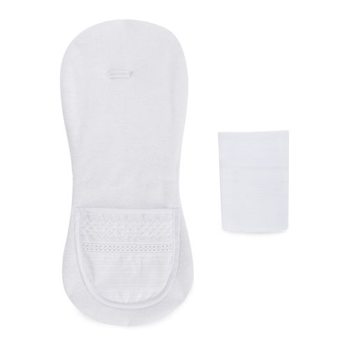Conjunto de Babador e Fralda Bordado Entremeio Unissex - BCO/BCO