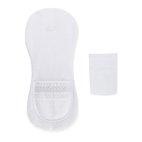Conjunto de Babador e Fralda Bordado Entremeio Unissex - CINZA/BCO