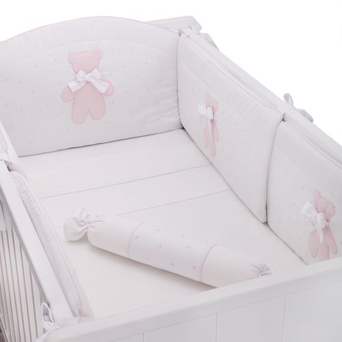 Protetor de Berço Urso Bimbi - BRANCO/ROSA