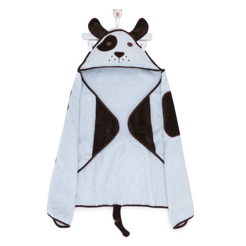 Toalha de Banho de Bebê Algodão Egípcio Cachorro Malhado - AZUL