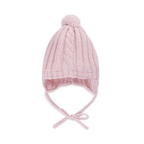 Gorro Aviador de Bebê Tricot - ROSA