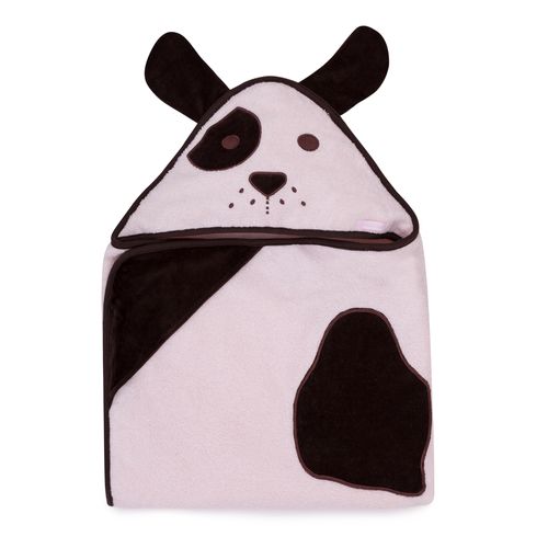 Toalha de Banho de Bebê Algodão Egípcio Cachorro Malhado - ROSA