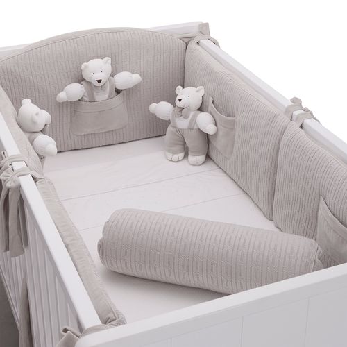 Protetor de Berço Urso Plush - CINZA