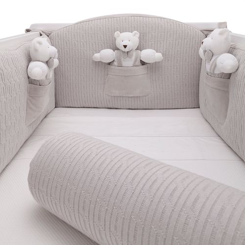 Protetor de Berço Urso Plush - CINZA