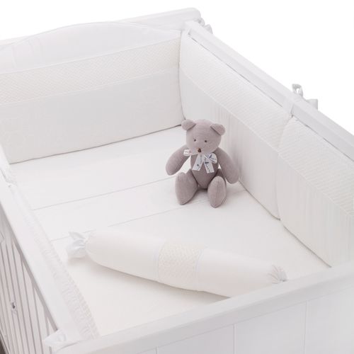 Protetor de Berço Ponto Smock - BRANCO/BRANCO