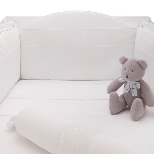 Protetor de Berço Ponto Smock - BRANCO/BRANCO