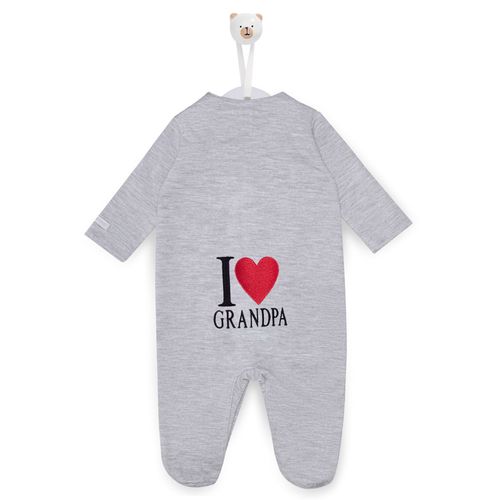 Macacão de Bebê Longo Unissex I Love Grandpa - CINZA