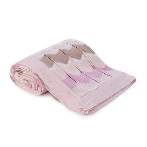 Manta para Berço Tricot Chevron - ROSA