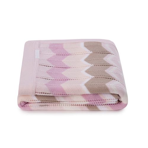 Manta para Berço Tricot Chevron - ROSA