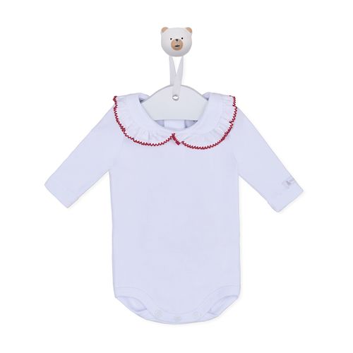 Body Bebê Manga Longa Com Babadinho na Gola - VERMELHO