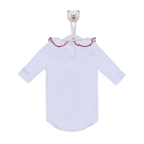 Body Bebê Manga Longa Com Babadinho na Gola - VERMELHO