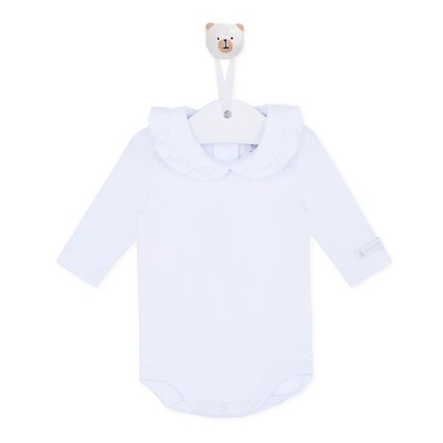 Body Bebê Manga Longa Com Babadinho na Gola - BRANCO