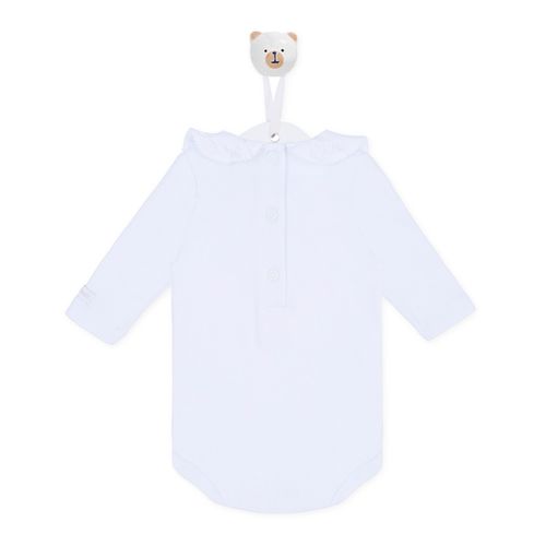 Body Bebê Manga Longa Com Babadinho na Gola - BRANCO
