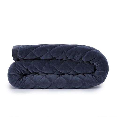 Colcha Casal Plush Matelada Losango - AZUL MARINHO