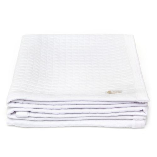 Colcha malha Matelassê Quadrado - BRANCO