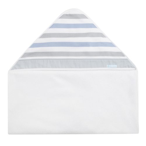 Toalha de Banho de Bebê com Capuz Listrada - AZUL