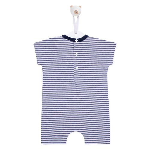 Macacão de Bebê Curto Listrado - AZUL JEANS