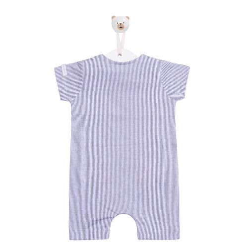 Macacão de Bebê Listrado bordado - AZUL E BRANCO