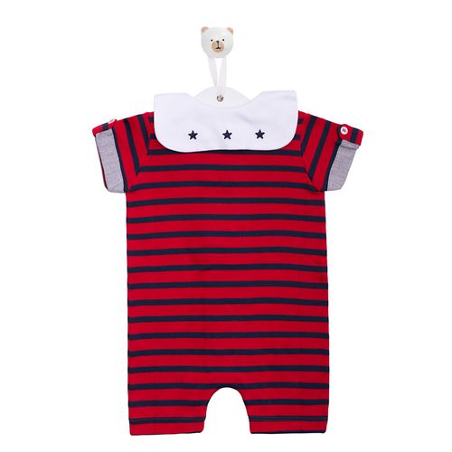 Macacão de Bebê Listrado estrelas - VERMELHO