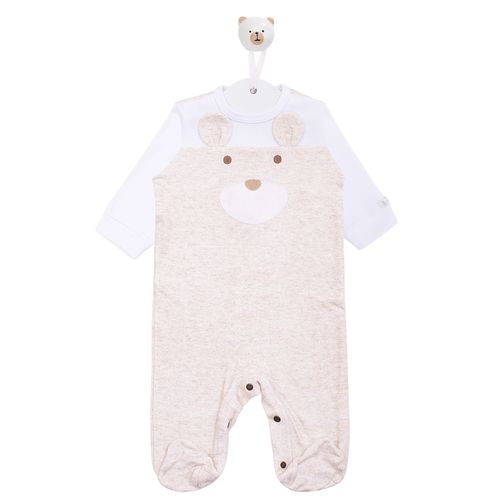 Macacão de Bebê Mescla Bordado Urso - KAKI