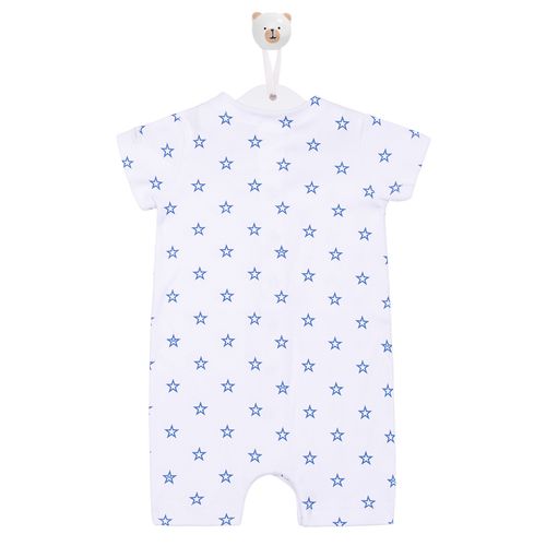Macacão de Bebê Curto Algodão Egípcio Estrelas - AZUL JEANS
