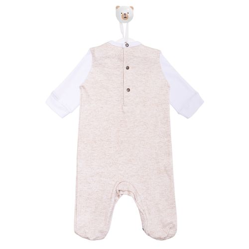 Macacão de Bebê Mescla Bordado Urso - KAKI