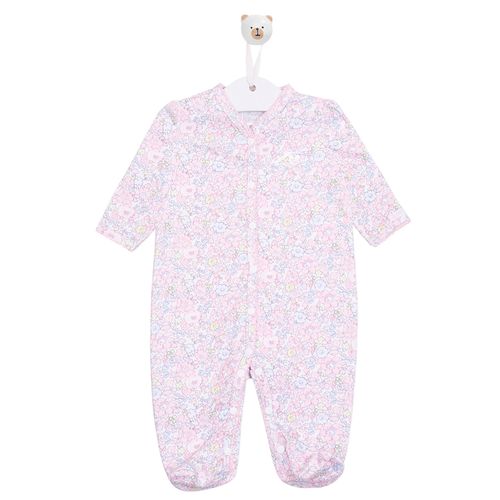 Macacão de Bebê Algodão Egípcio Mini Floral - ROSA BEBE