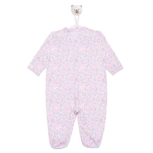 Macacão de Bebê Algodão Egípcio Mini Floral - ROSA BEBE