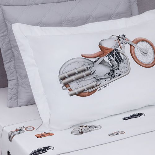 Jogo de lençol Algodão Egípcio Moto - Neco Stickel - BRANCO