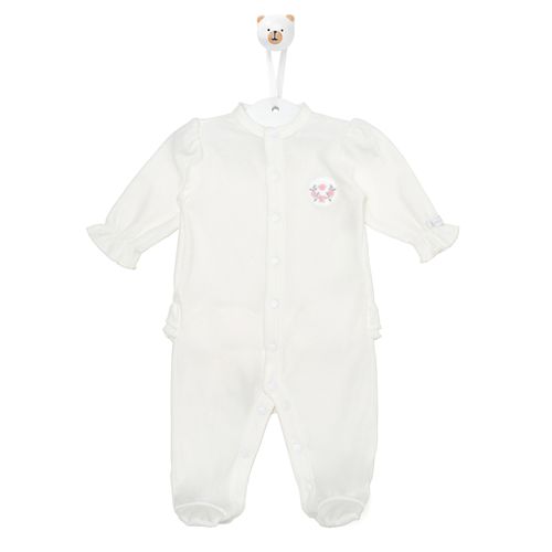 Macacão de Bebê Plush Babado - OFF WHITE