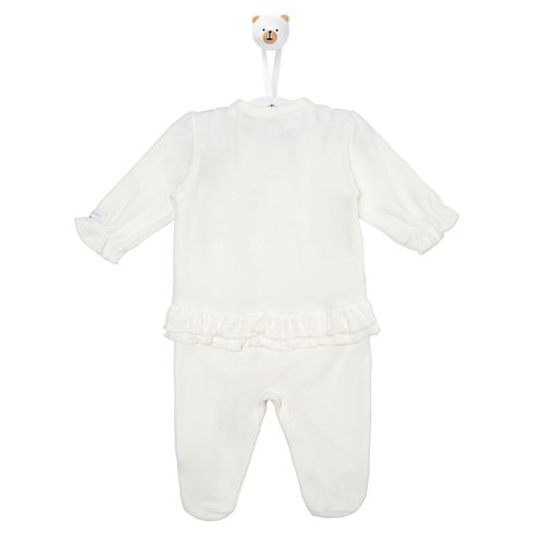 Macacão de Bebê Plush Babado - OFF WHITE