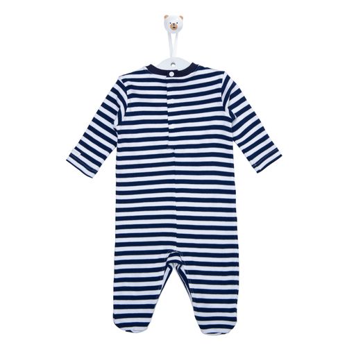 Macacão de Bebê Listrado Peixes - AZUL MARINHO