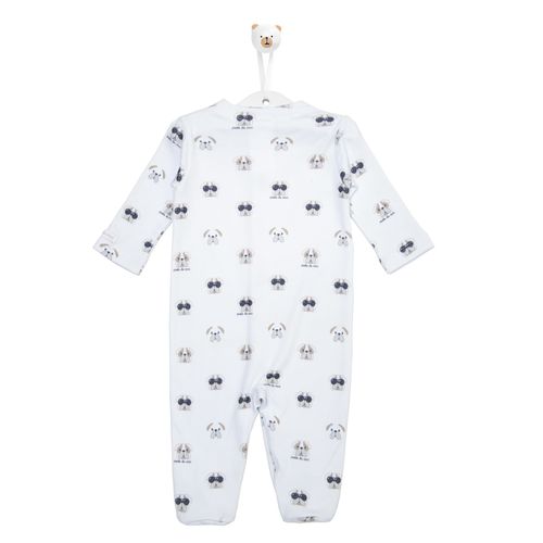 Macacão de Bebê Longo Mini dogs - BRANCO COM CINZA