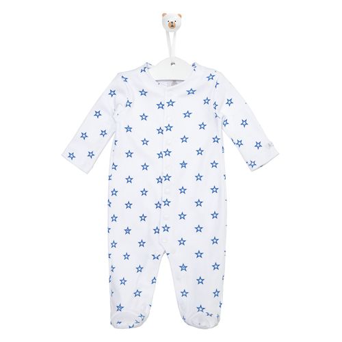 Macacão de Bebê Masculino Longo Estrelas - AZUL JEANS