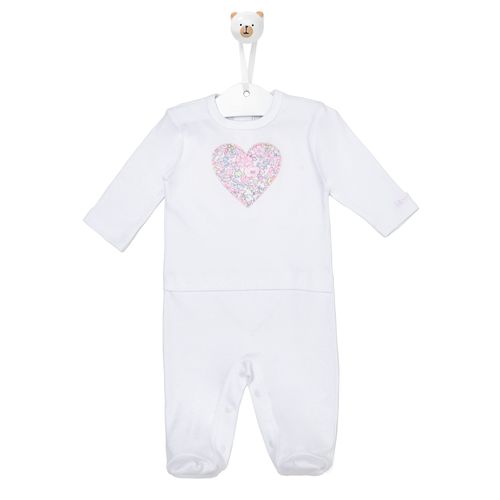 Macacão de Bebê Algodão Egípcio Coração - BRANCO