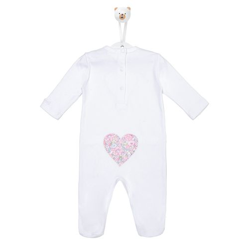 Macacão de Bebê Algodão Egípcio Coração - BRANCO