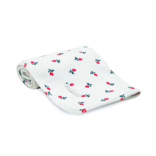 Manta Algodão Egípcio dupla face Rosinhas - BRANCO COM VERMELHO