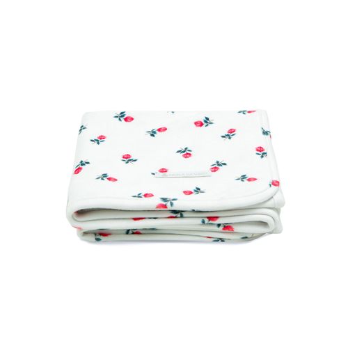Manta Algodão Egípcio dupla face Rosinhas - BRANCO COM VERMELHO
