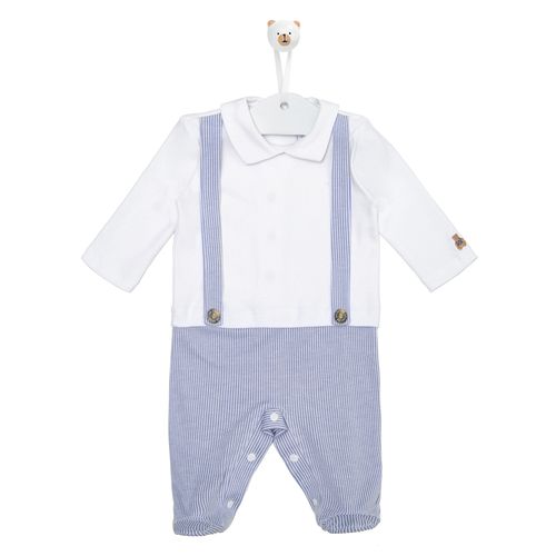 Macacão de Bebê Longo Suspensório - AZUL JEANS