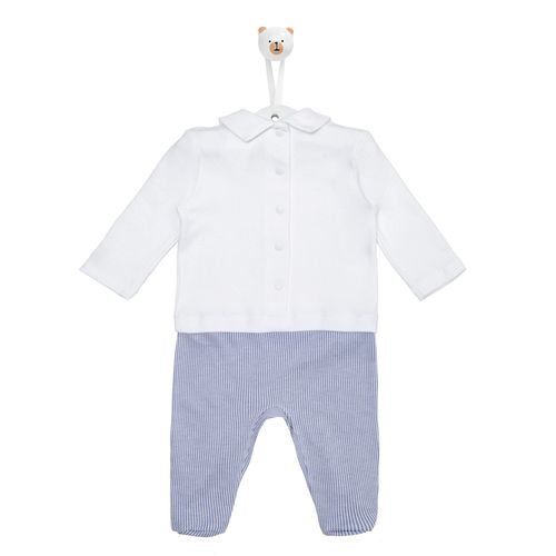 Macacão de Bebê Longo Suspensório - AZUL JEANS
