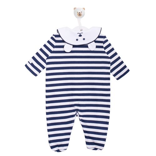 Macacão de Bebê Algodão Egípcio Gola Urso - AZUL MARINHO