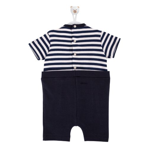 Macacão de Bebê Masculino Curto Suedine Suspensório - AZUL MARINHO
