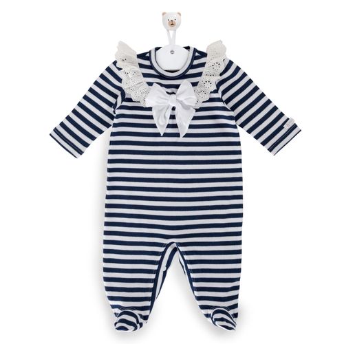 Macacão de Bebê Feminino Longo Algodão Egípcio - AZUL MARINHO