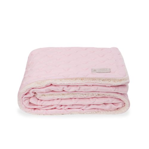 Manta  Double Sherpa Coração - ROSA